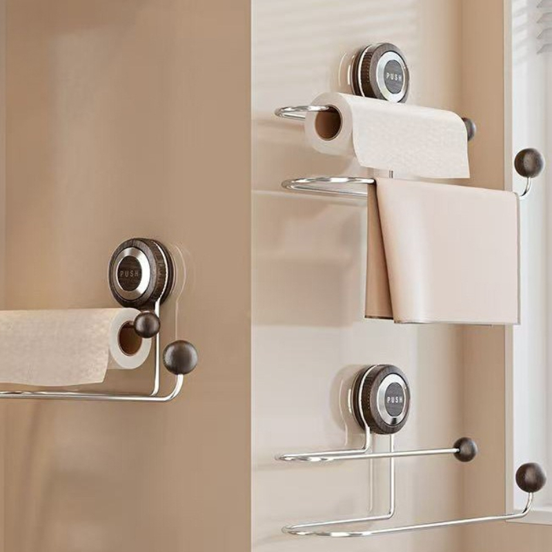 Home Bathroom Paper Towel Holder - رف تخزين مثبت على الحائط بدون