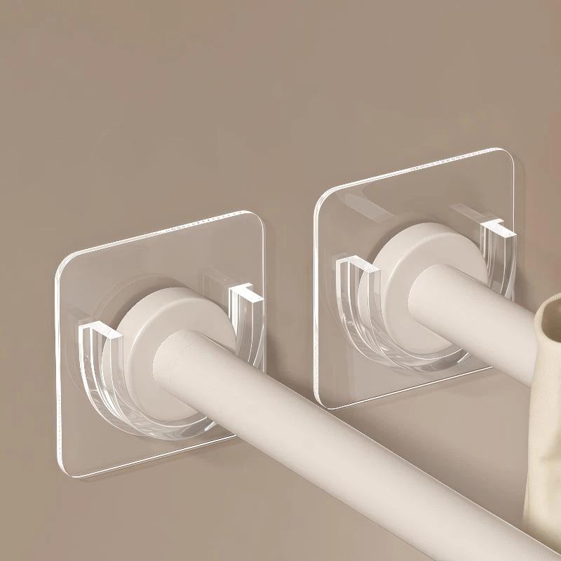 Home Bathroom Decor - حوامل قضبان الستائر الشفافة اللاصقة ذاتيًا
