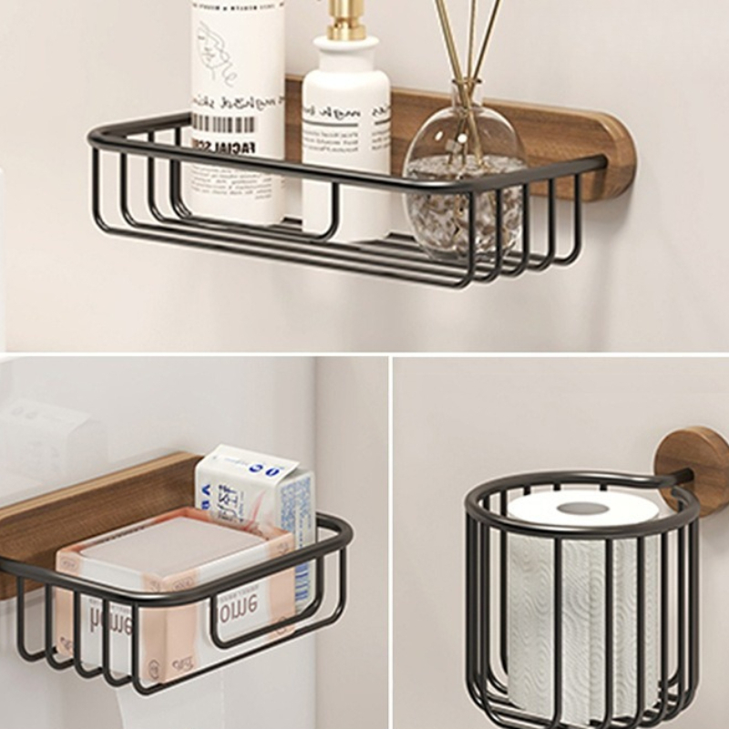 Home Bathroom Paper Towel Holder - حامل مناديل من الخشب الصلب بدون