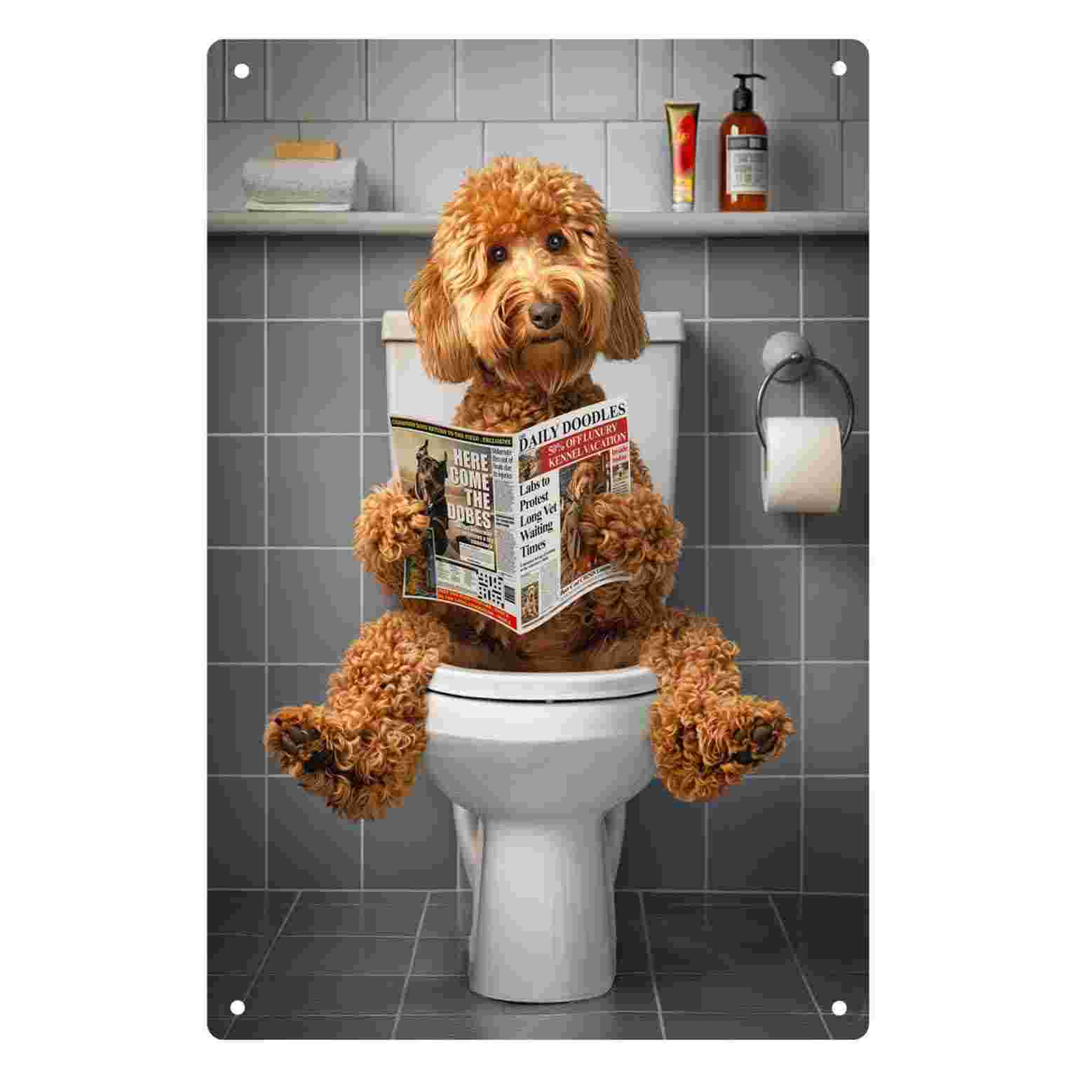 Home Bathroom Decor - لوحة فنية ثنائية الأبعاد بتصميم كلب