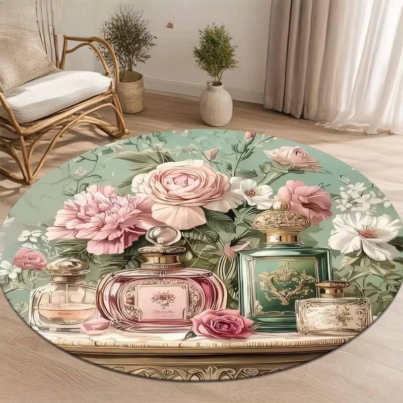 سجادة دائرية أنيقة بطبعة زهور  - مراجعة Home Living Bathroom Vanity وسعره