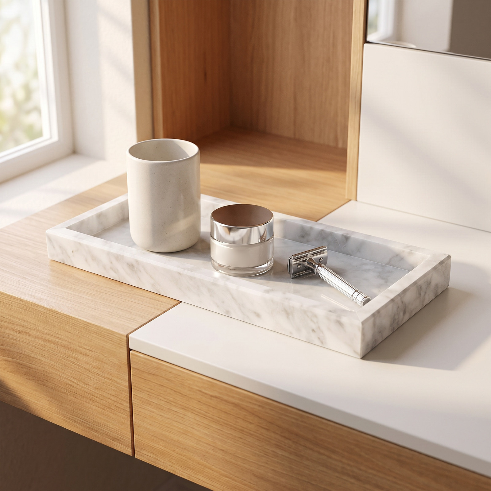 صينية رخامية مستطيلة للحمام وا - مراجعة Home Bathroom Decor وسعره